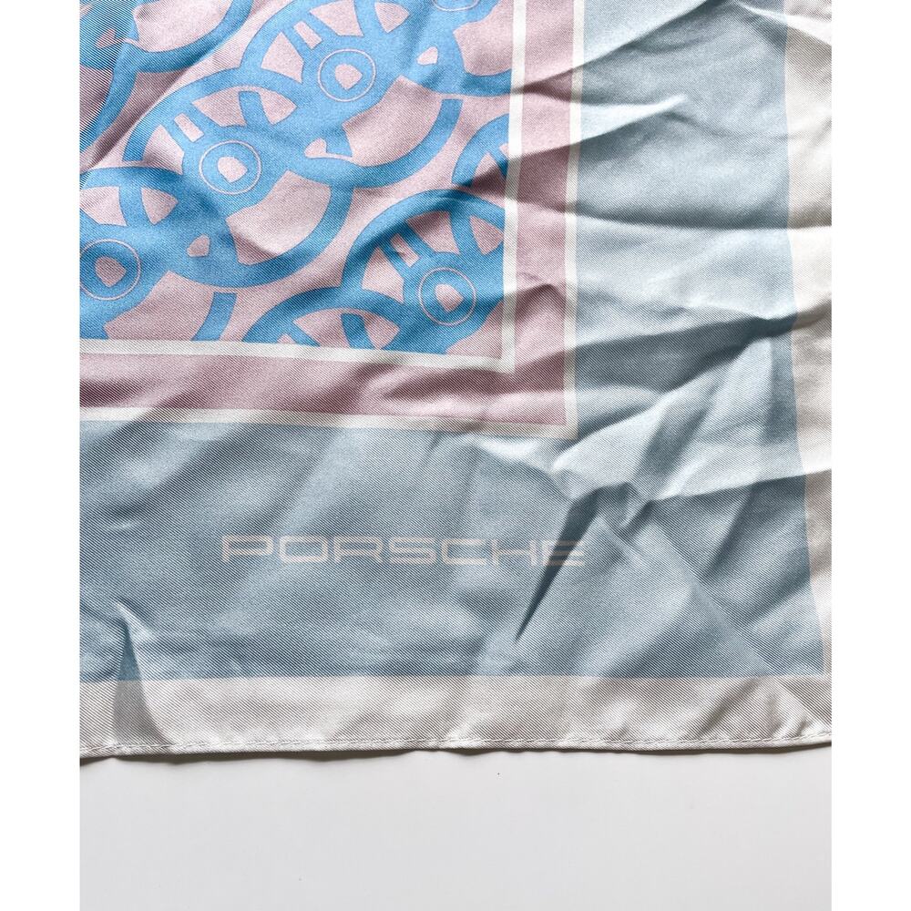 Porsche Taycan Silk Driving Scarf Limited Edition Blue & Pink 34" Square